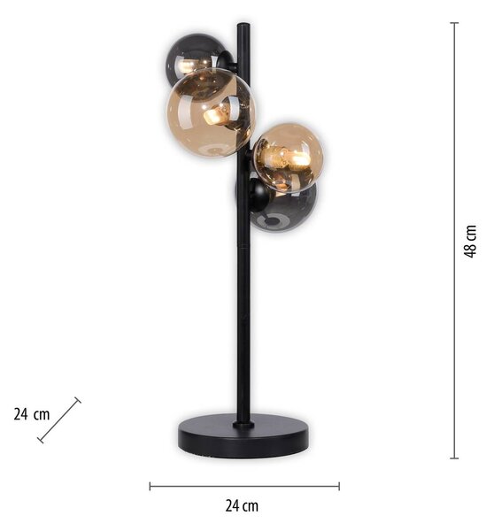 Paul Neuhaus Stolní lampa Popsicle, sklo, výška 48 cm, G9, Černá, Obývací pokoj / jídelna, kov, Moderní