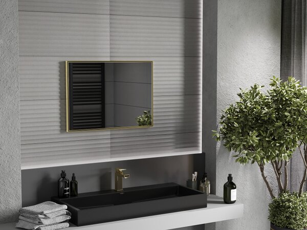 Mexen Loft, obdélníkové koupelnové zrcadlo 70 x 50 cm, barva rámu zlatá lesklá, 9852-070-050-000-50