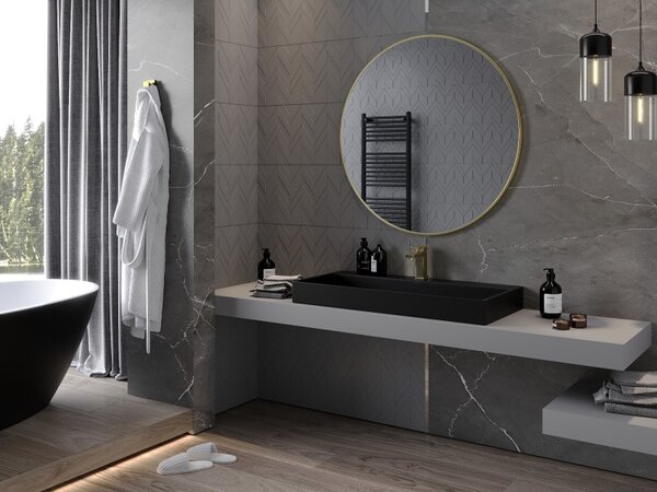 Mexen Loft, kulaté koupelnové zrcadlo 100 cm, barva rámu zlatá lesklá, 9850-100-100-000-50