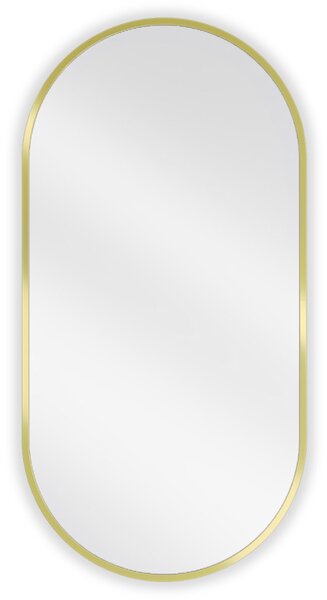 Mexen Loft, oválné koupelnové zrcadlo 80 x 40 cm, barva rámu zlatá lesklá, 9851-080-040-000-50