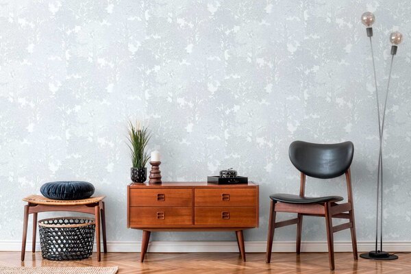 A.S. Création | Vliesová tapeta na zeď AP Floral Impression 37753-6 | 0,53 x 10,05 m | bílá, šedá