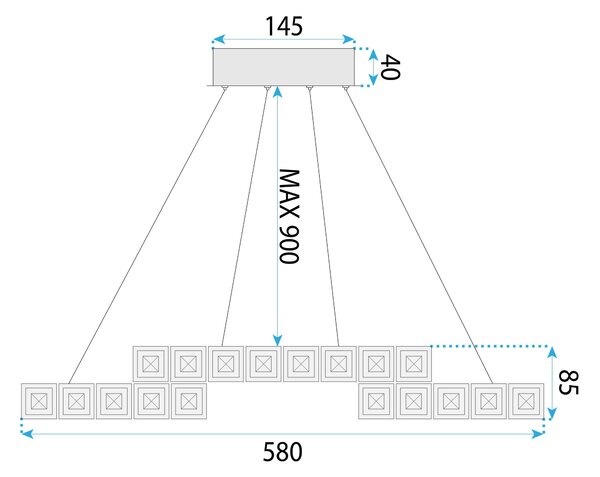 Toolight Toolight, LED křišťálové závěsné svítidlo APP1556-CP, chromová, OSW-05178