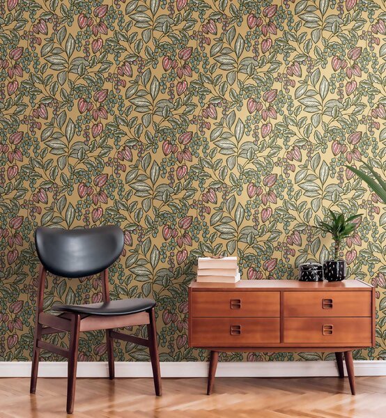 A.S. Création | Vliesová tapeta na zeď AP Floral Impression 37754-4 | 0,53 x 10,05 m | vícebarevná, černá, žlutá