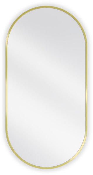 Mexen Loft, oválné koupelnové zrcadlo 90 x 45 cm, barva rámu zlatá lesklá, 9851-090-045-000-50