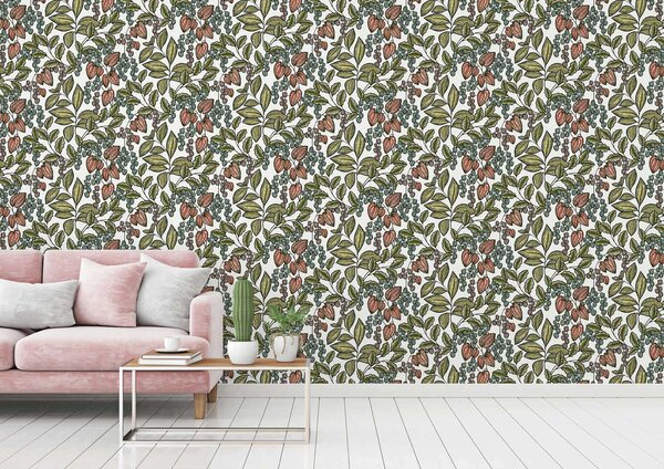 A.S. Création | Vliesová tapeta na zeď AP Floral Impression 37754-5 | 0,53 x 10,05 m | zelená, vícebarevná, bílá, černá