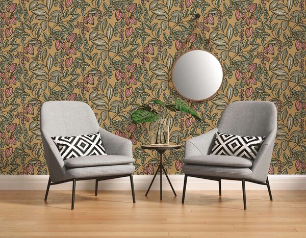 A.S. Création | Vliesová tapeta na zeď AP Floral Impression 37754-4 | 0,53 x 10,05 m | vícebarevná, černá, žlutá