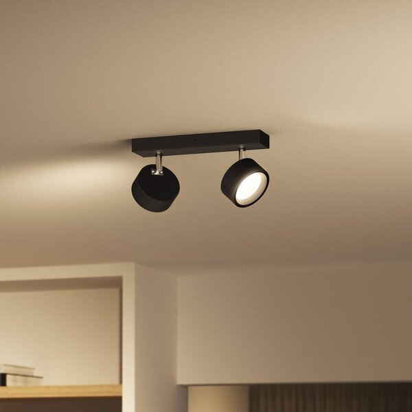 Philips Bracia LED stropní bodové osvětlení dvouramenné, černé, Černá, Obývací pokoj / jídelna, Hliník, Moderní