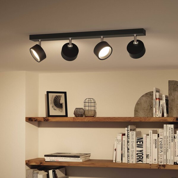 Philips Bracia LED stropní bodové osvětlení se čtyřmi žárovkami, černé, Černá, Obývací pokoj / jídelna, Hliník, Moderní