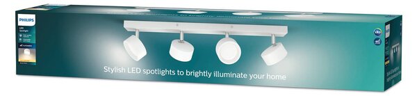 Philips Bracia LED stropní bodové osvětlení se čtyřmi žárovkami, bílé, Bílá / opál, Obývací pokoj / jídelna, Hliník, Moderní