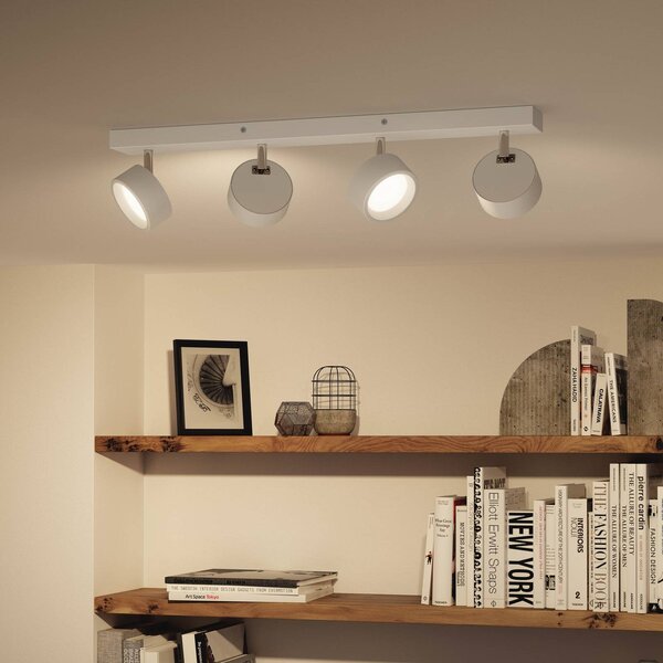 Philips Bracia LED stropní bodové osvětlení se čtyřmi žárovkami, bílé, Bílá / opál, Obývací pokoj / jídelna, Hliník, Moderní