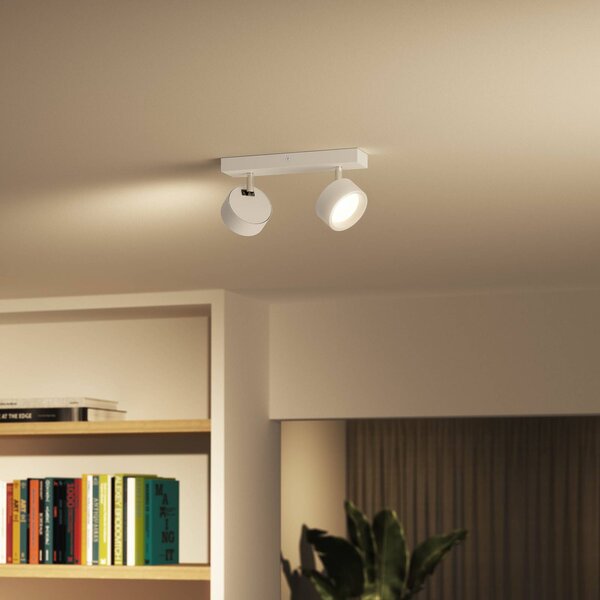 Philips Bracia LED stropní bodové osvětlení dvouramenné, bílé, Bílá / opál, Obývací pokoj / jídelna, Hliník, Moderní