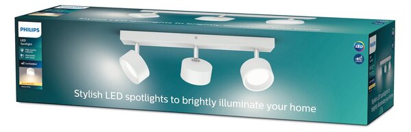 Philips Bracia LED stropní bodové osvětlení tříramenné, bílé, Bílá / opál, Obývací pokoj / jídelna, Hliník, Moderní