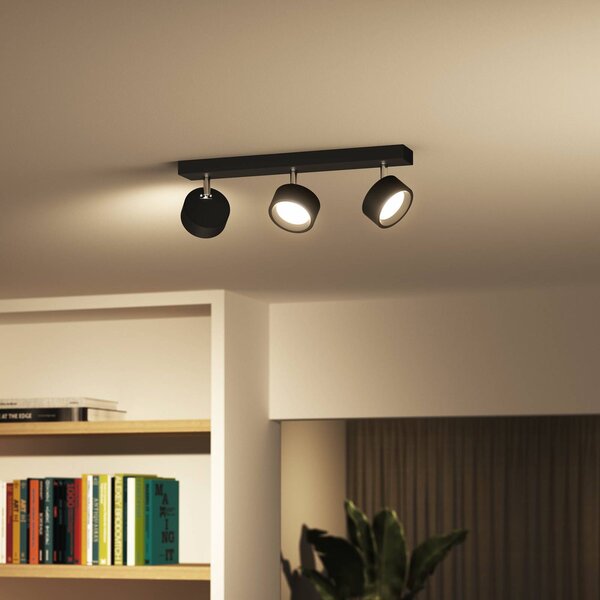 Philips Bracia LED stropní bodové osvětlení se třemi žárovkami, černé, Černá, Obývací pokoj / jídelna, Hliník, Moderní