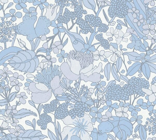 A.S. Création | Vliesová tapeta na zeď AP Floral Impression 37756-6 | 0,53 x 10,05 m | modrá, bílá