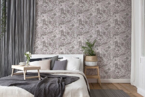 A.S. Création | Vliesová tapeta na zeď AP Floral Impression 37756-5 | 0,53 x 10,05 m | bílá, hnědá, šedá