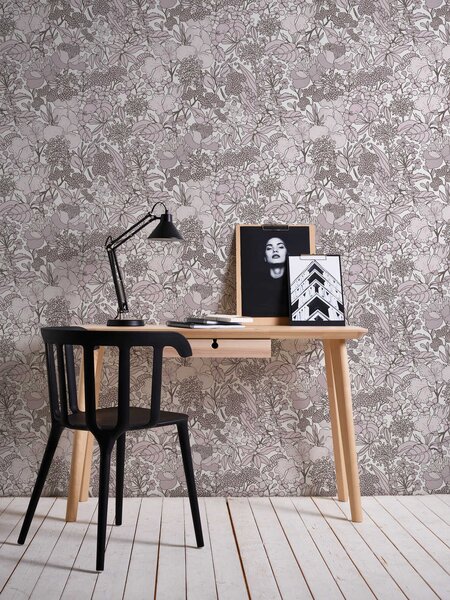 A.S. Création | Vliesová tapeta na zeď AP Floral Impression 37756-5 | 0,53 x 10,05 m | bílá, hnědá, šedá