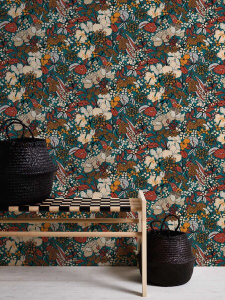 A.S. Création | Vliesová tapeta na zeď AP Floral Impression 37756-2 | 0,53 x 10,05 m | vícebarevná, modrá
