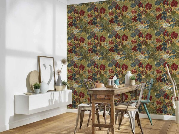 A.S. Création | Vliesová tapeta na zeď AP Floral Impression 37757-1 | 0,53 x 10,05 m | vícebarevná, žlutá