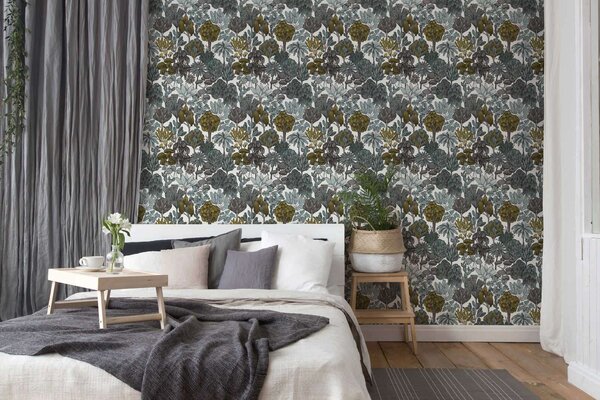 A.S. Création | Vliesová tapeta na zeď AP Floral Impression 37757-3 | 0,53 x 10,05 m | vícebarevná, modrá, bílá