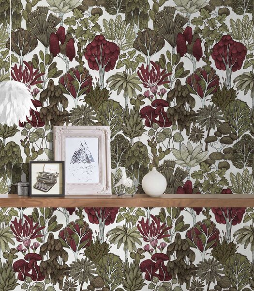 A.S. Création | Vliesová tapeta na zeď AP Floral Impression 37757-2 | 0,53 x 10,05 m | zelená, vícebarevná, bílá