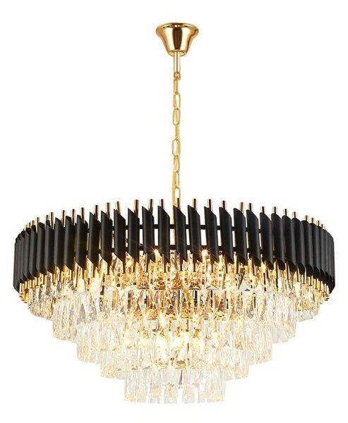 Toolight Toolight, stropní závěsná křišťálová lampa 9xE14 APP1058-CP, černá-zlatá, OSW-04400