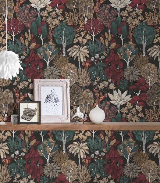A.S. Création | Vliesová tapeta na zeď AP Floral Impression 37757-6 | 0,53 x 10,05 m | vícebarevná, černá