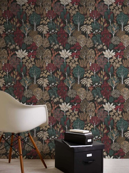 A.S. Création | Vliesová tapeta na zeď AP Floral Impression 37757-6 | 0,53 x 10,05 m | vícebarevná, černá