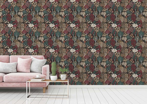 A.S. Création | Vliesová tapeta na zeď AP Floral Impression 37757-6 | 0,53 x 10,05 m | vícebarevná, černá