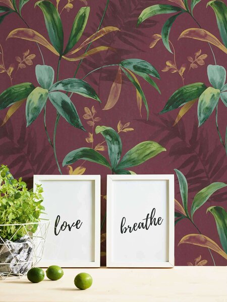 A.S. Création | Vliesová tapeta na zeď AP Jungle Chic 37704-3 | 0,53 x 10,05 m | zelená, červená, žlutá