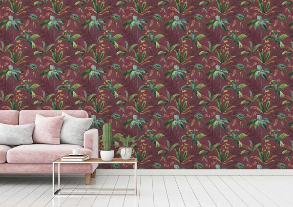 A.S. Création | Vliesová tapeta na zeď AP Jungle Chic 37704-3 | 0,53 x 10,05 m | zelená, červená, žlutá