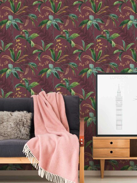 A.S. Création | Vliesová tapeta na zeď AP Jungle Chic 37704-3 | 0,53 x 10,05 m | zelená, červená, žlutá