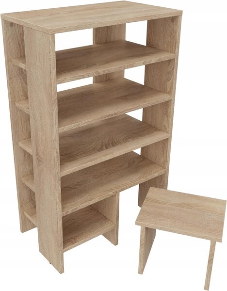 Stojan na boty 100 x 60 x 35 botník s židlí regál dub sonoma