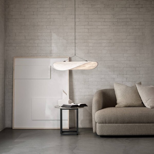 New Works Závěsné světlo LED Tense, Ø 70 cm, bílé, stmívatelný, Bílá / opál, Obývací pokoj / jídelna, Plast, Design