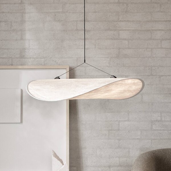 New Works Závěsné světlo LED Tense, Ø 70 cm, bílé, stmívatelný, Bílá / opál, Obývací pokoj / jídelna, Plast, Design