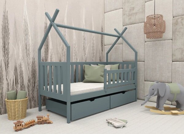 Legno Dětská postel ve tvaru stanu Šimon šedá Rozměr (cm): 80x160