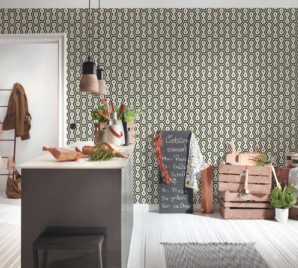 A.S. Création | Vliesová tapeta na zeď AP Jungle Chic 37707-5 | 0,53 x 10,05 m | bílá, zlatá, černá