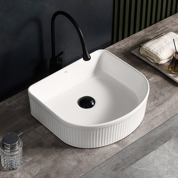 BPS-koupelny Keramické umyvadlo na desku HYD-FO-WH-400 40x35 cm, bílé