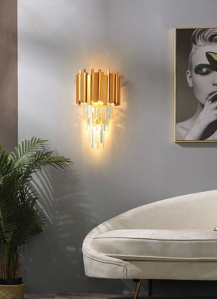Toolight Křišťálová nástěnná lampa 312357 Zlatá