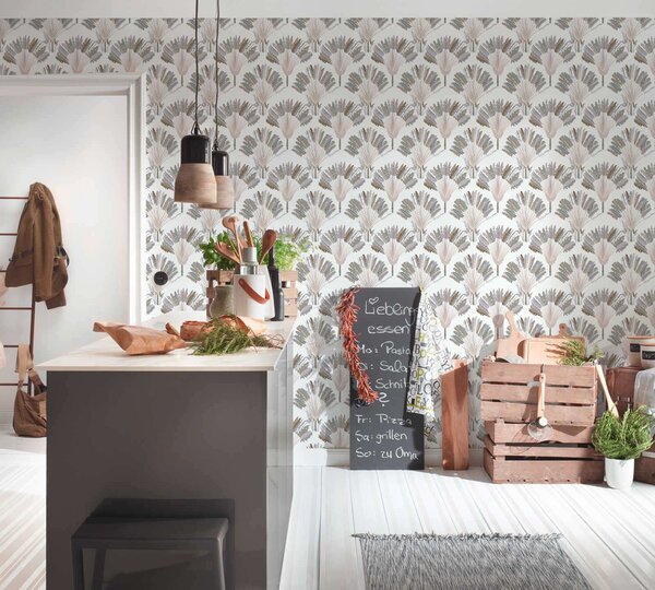 A.S. Création | Vliesová tapeta na zeď AP Jungle Chic 37708-2 | 0,53 x 10,05 m | bílá, béžová, hnědá, šedá