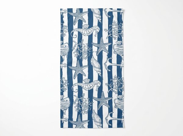 Rychleschnoucí plážová osuška NAUVIA modro-bílá 70 x 140 cm, 100% mikrovlákno