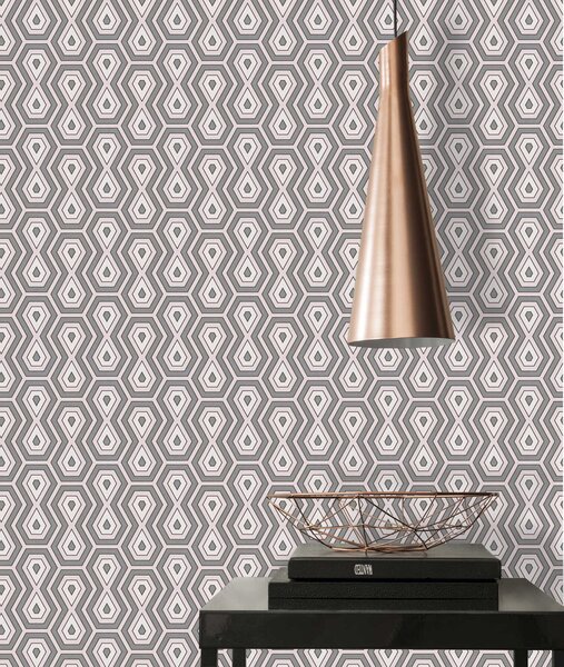 A.S. Création | Vliesová tapeta na zeď AP Jungle Chic 37707-7 | 0,53 x 10,05 m | bílá, šedá, růžová