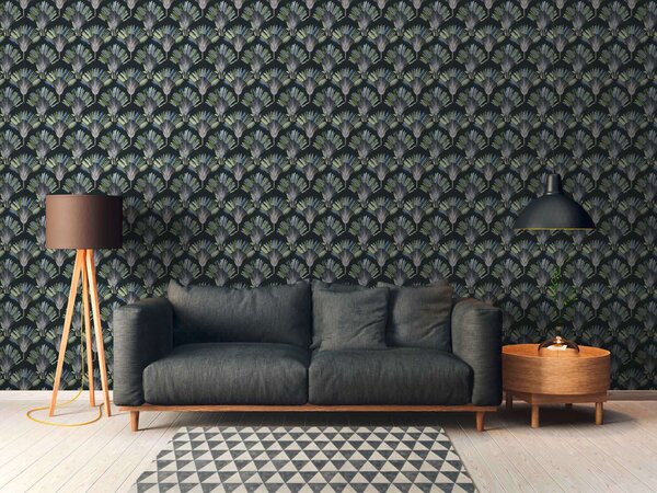 A.S. Création | Vliesová tapeta na zeď AP Jungle Chic 37708-5 | 0,53 x 10,05 m | zelená, modrá, černá