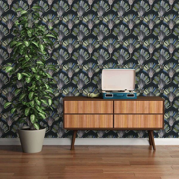 A.S. Création | Vliesová tapeta na zeď AP Jungle Chic 37708-5 | 0,53 x 10,05 m | zelená, modrá, černá