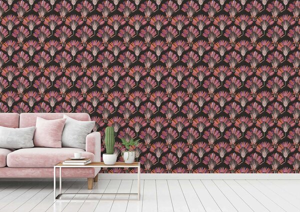 A.S. Création | Vliesová tapeta na zeď AP Jungle Chic 37708-3 | 0,53 x 10,05 m | černá, oranžová, růžová