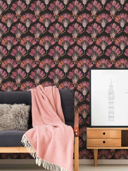 A.S. Création | Vliesová tapeta na zeď AP Jungle Chic 37708-3 | 0,53 x 10,05 m | černá, oranžová, růžová