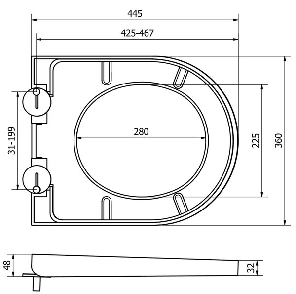MEXEN - WC prkénko se zpomalovacím mechanismem, široký, duroplast - bílá - 39020100