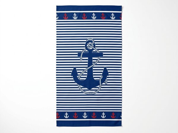 Rychleschnoucí plážová osuška MARITIMO modro-bílá 70 x 140 cm, 100% mikrovlákno