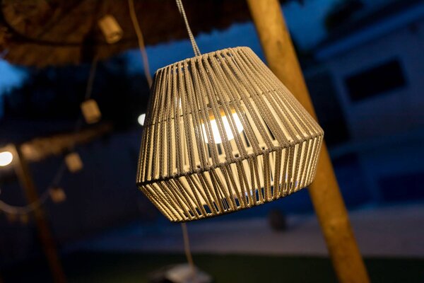 Newgarden Nabíjecí závěsná lampa Conta LED, taupe, stmívatelný, Hliník / šedá / zinek, Plast, Moderní