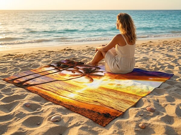 Rychleschnoucí XXL plážová osuška SUNDARA barevná 150 x 210 cm, 100% mikrovlákno