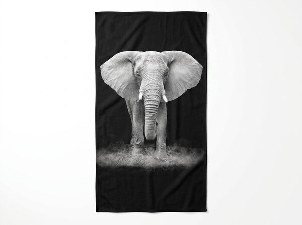 Rychleschnoucí XXL plážová osuška ELEPHOS černo-šedá 150 x 210 cm, 100% mikrovlákno